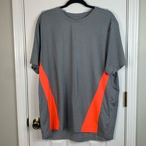 Reebok Workout Ready grey short sleeved shirt size XL. Bright orange on sides